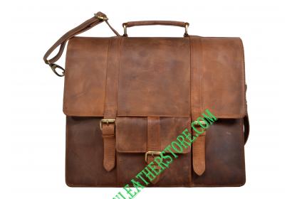 New Design Men Crazy Horse Leather Laptop Bag Briefcase Shoulder Attache Messenger  Bag